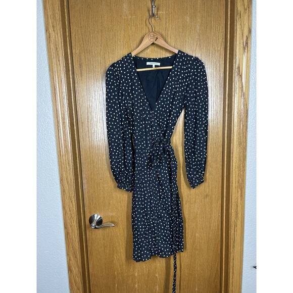 Emerson Fry Juliette Polka Dot Wrap Dress Size Small Black White - Picture 1 of 5